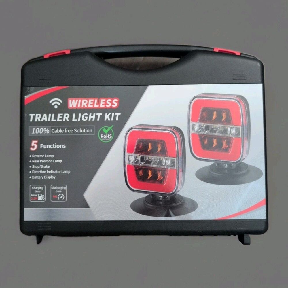 Wireless LED Trailer Light Kit Rechargeable Magnetic Tail Brake Turn Lights